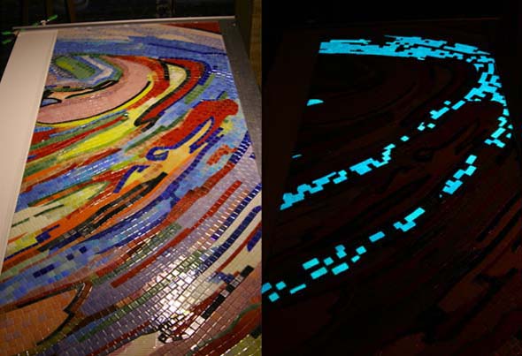 Glass tile mosaic detail