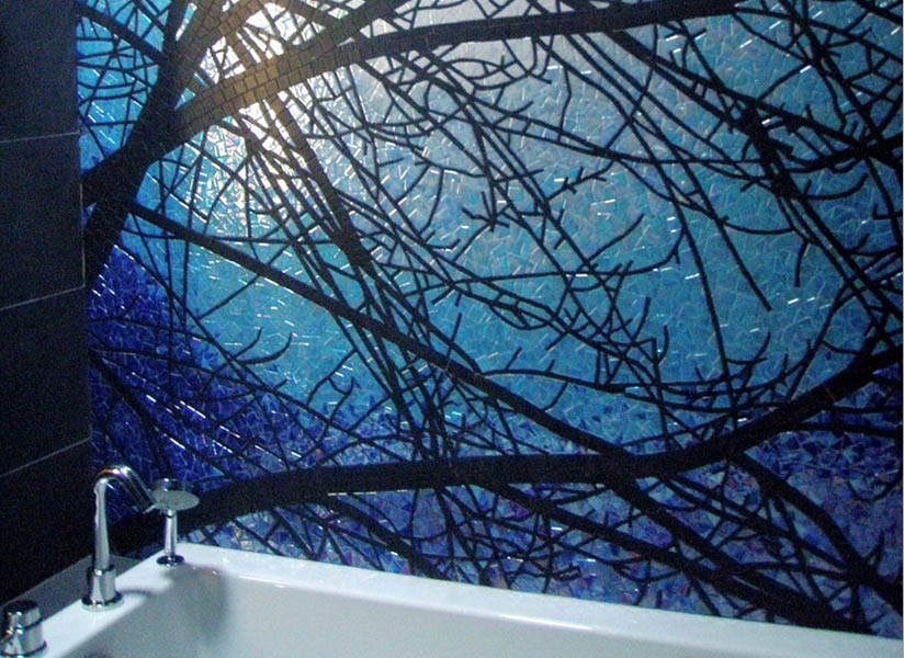 Glass tile mosaic detail