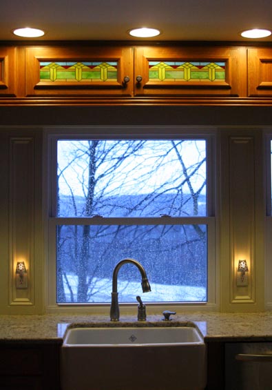 Stained glass mosaic kitchen cabinets